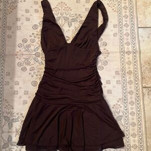 Elegant Brown Sleeveless Dress